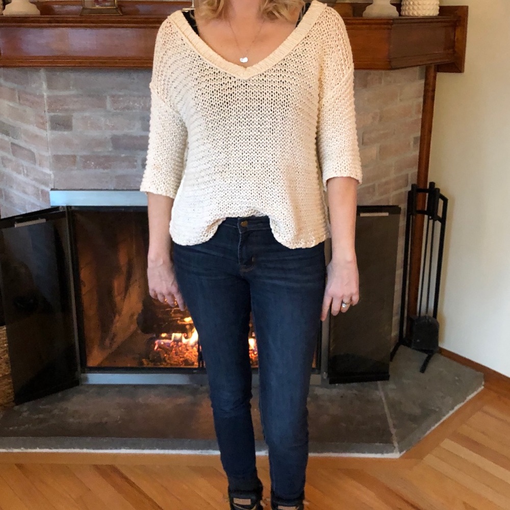 Cream, wide knit Free People sweater